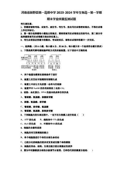 河南省新野县第一高级中学2023-2024学年生物高一第一学期期末学业质量监测试题含解析