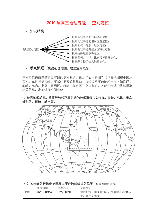 高中地理高考《空间定位》复习教案