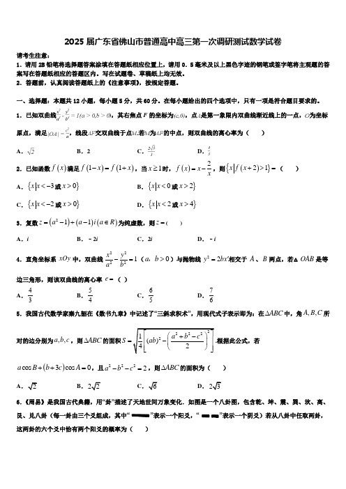 2025届广东省佛山市普通高中高三第一次调研测试数学试卷含解析