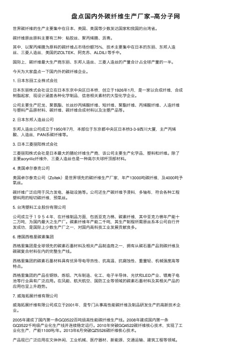 盘点国内外碳纤维生产厂家–高分子网