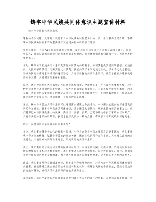 铸牢中华民族共同体意识主题宣讲材料