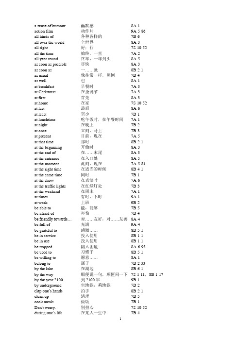 牛津初中英语词汇表_口语短语