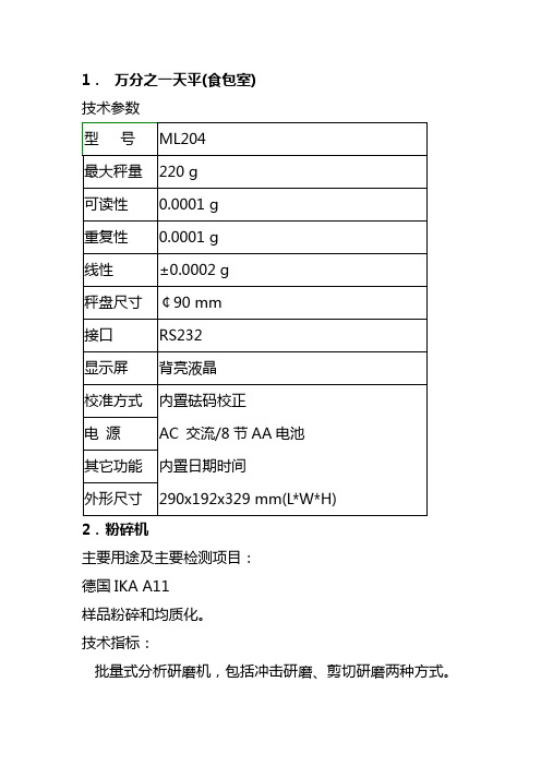 万分之一天平技术参数