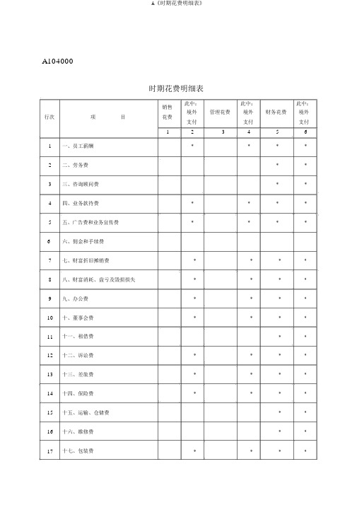 A《期间费用明细表》