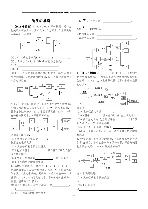 鲁教版化学九年级下册物质的推断.docx