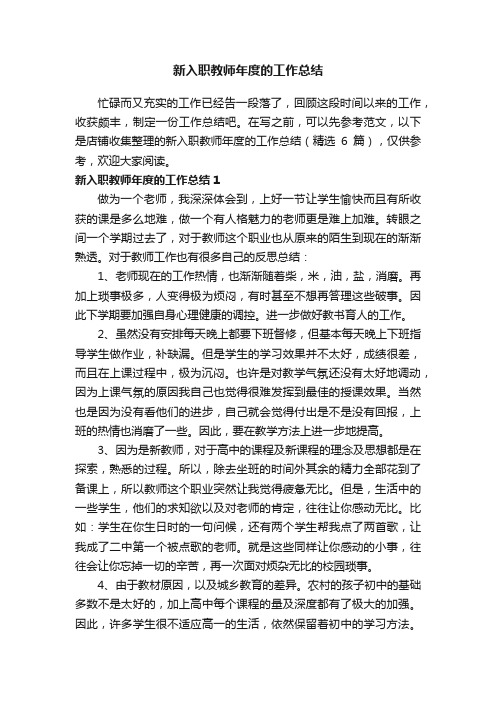 新入职教师年度的工作总结