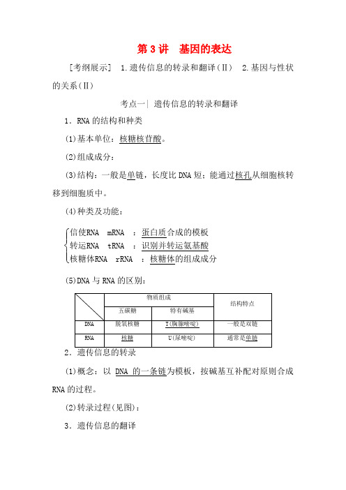 高考生物一轮复习 第6单元 第3讲 基因的表达教学案 新人教版-新人教版高三全册生物教学案