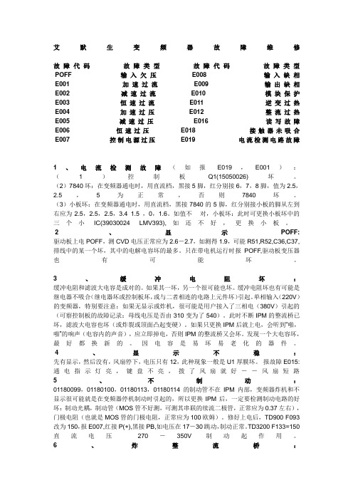 艾默生变频器故障维修