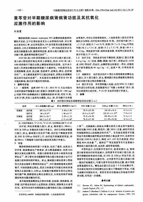 黄芩苷对早期糖尿病肾病肾功能及其抗氧化应激作用的影响