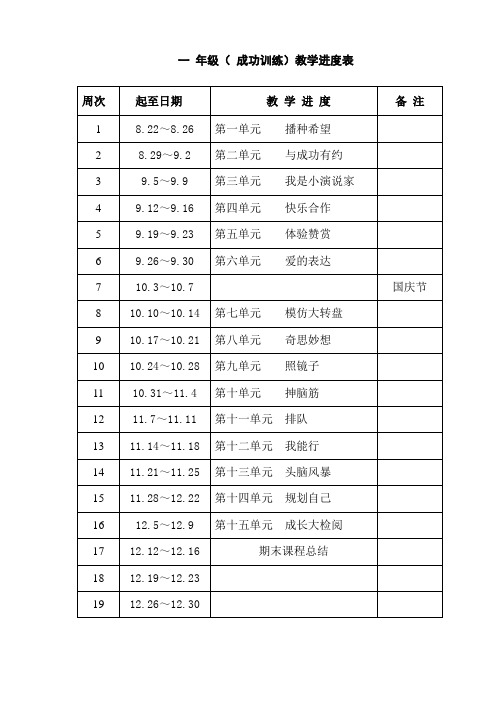 小学一年级成功训练上册教案