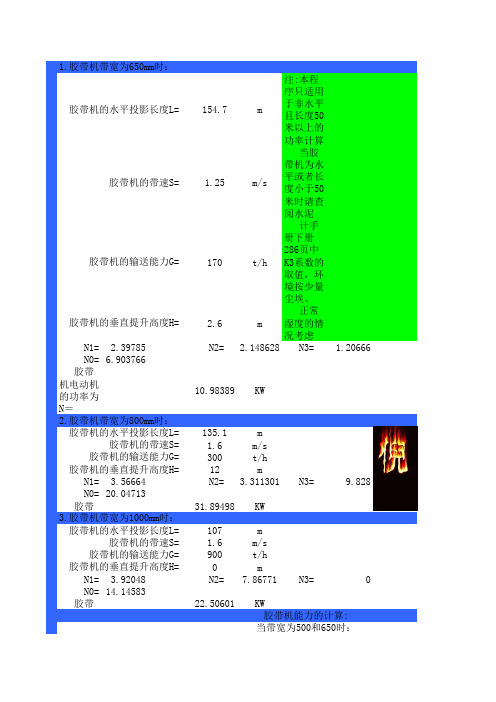 胶带机功率及能力计算