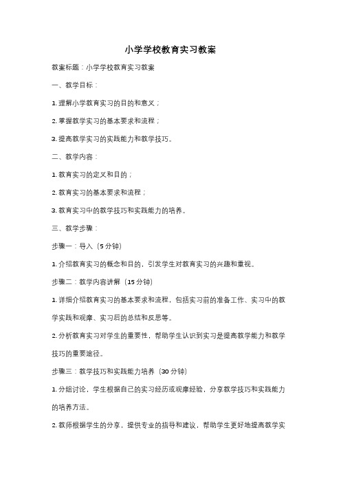 小学学校教育实习教案