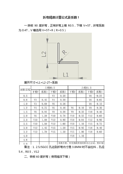 折弯精准计算公式及系数！