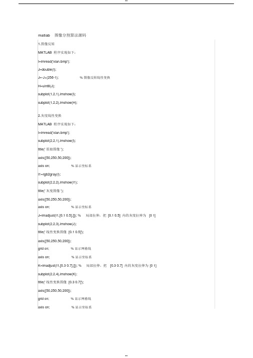 matlab图像分割算法源码