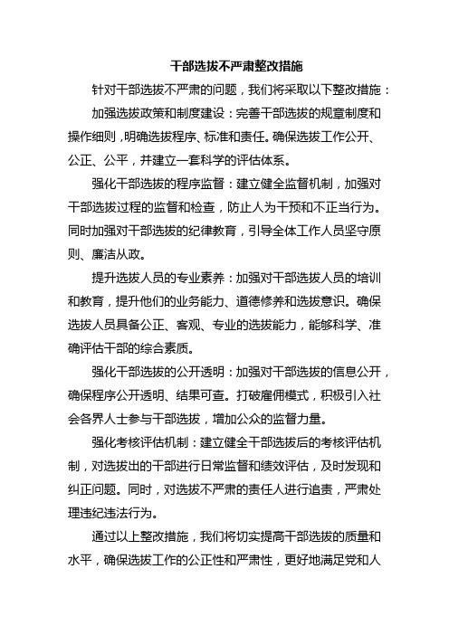 干部选拔不严肃整改措施