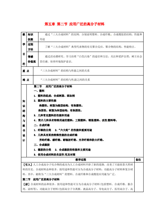 教学：高中化学 第五章 第二节 应用广泛的高分子材料教案 新人教版选修5