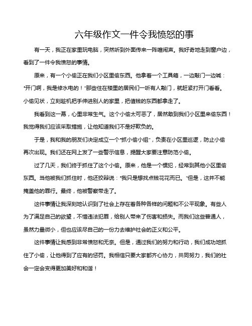 六年级作文一件令我愤怒的事