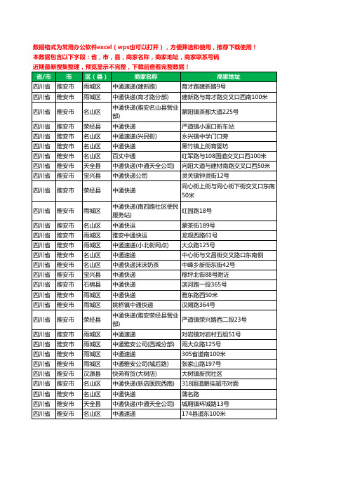 新版四川省雅安市中通快递工商企业公司名录名单大全30家