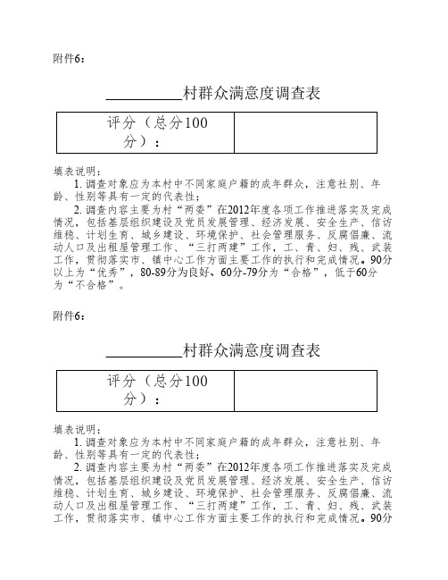 村群众满意度调查表