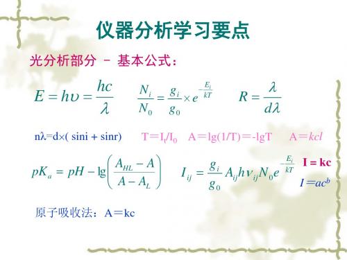 《仪器分析》学习要点概要