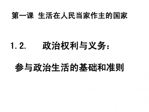 1.2. 政治权利与义务：参与政治生活的基础和准则