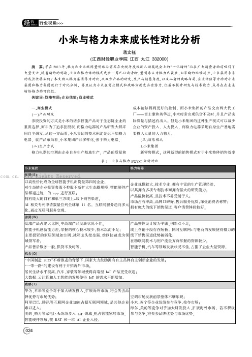 小米与格力未来成长性对比分析