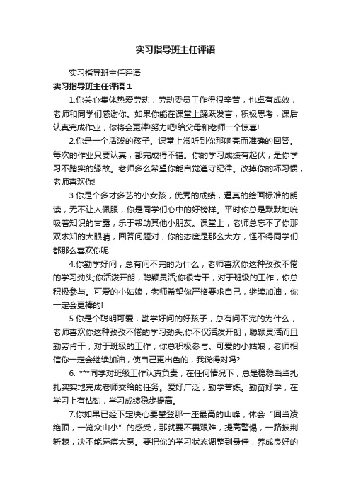 实习指导班主任评语