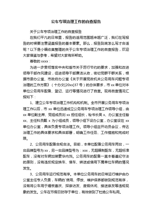 公车专项治理工作的自查报告