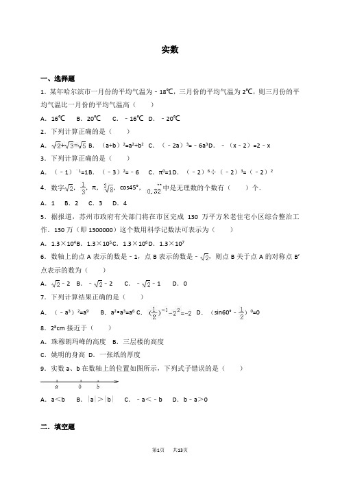 中考数学《实数》专题含解析