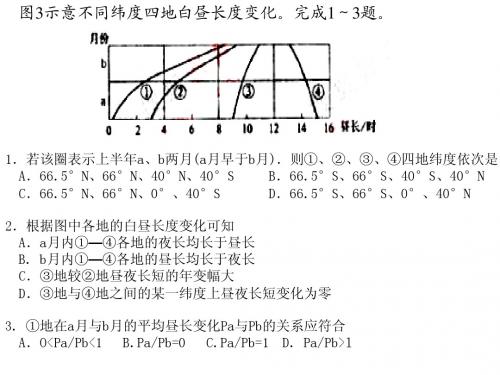 地球运动高考试题讲解