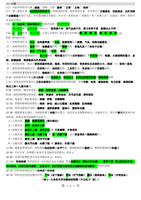 中医骨伤科 重点笔记 总结10页word文档