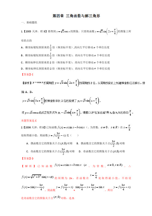 专题04 三角函数与解三角形-备战2018高考十年高考数学理分项之全景展现高考命题规律天津专版 含解析 精品