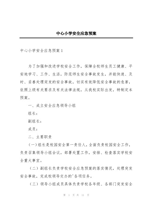 中心小学安全应急预案