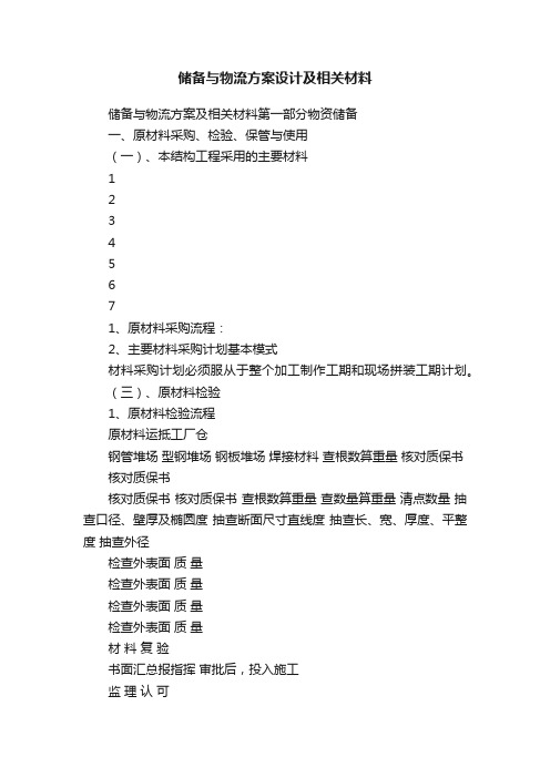 储备与物流方案设计及相关材料