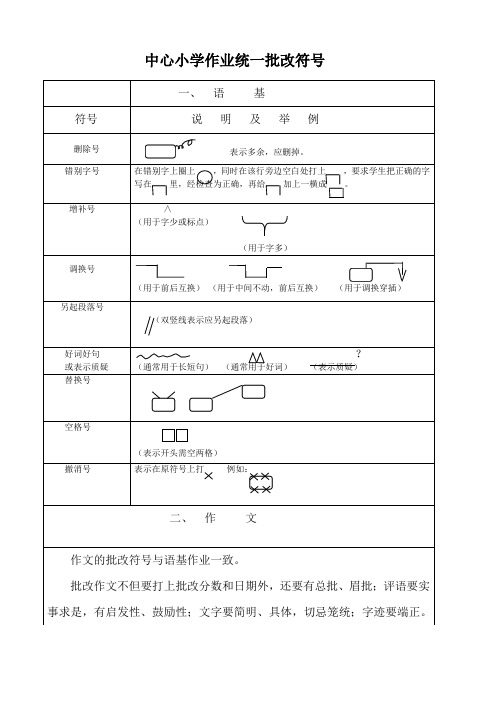 小学作业统一批改符号