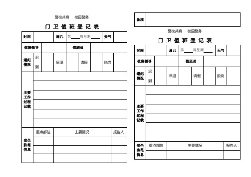 门卫值班登记表