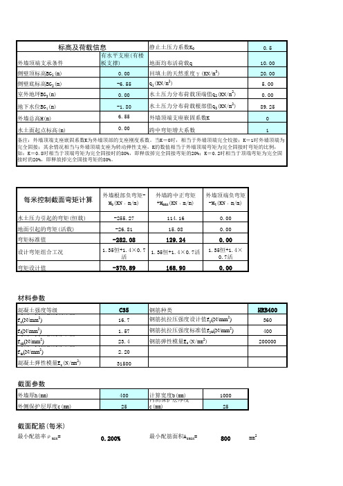 地下室外墙计算(绝对经典)