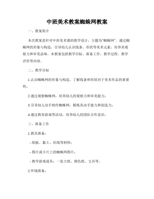 中班美术教案蜘蛛网教案