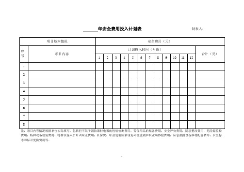 安全生产资金投入计划和台账