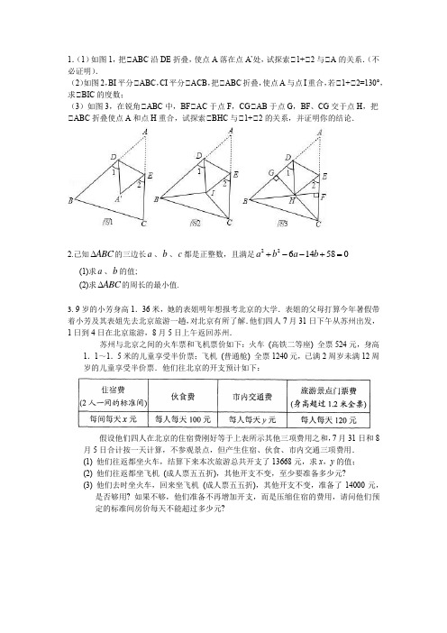 初一数学下学期压轴题精选