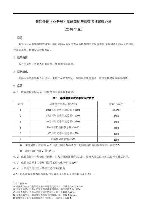 营销外勤(业务员)薪酬激励与绩效考核管理办法