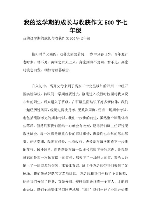 我的这学期的成长与收获作文500字七年级