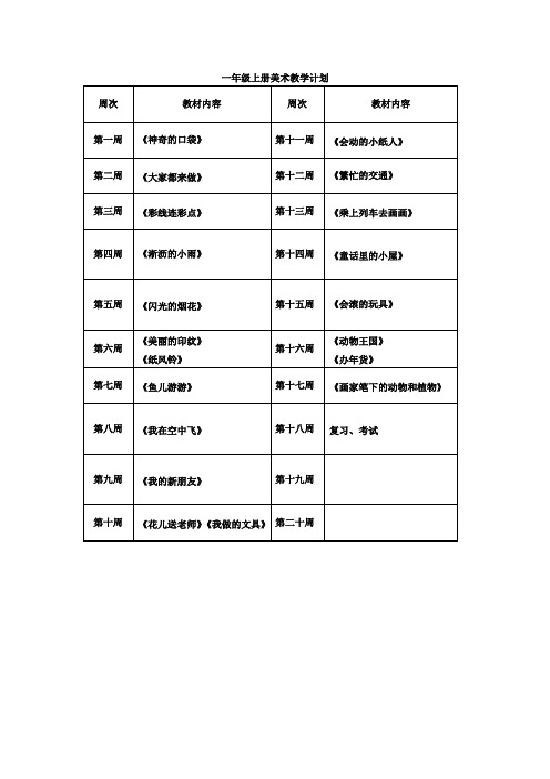 珠玑小学美术教学进度