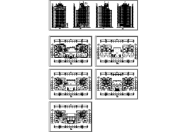 北京某开发区高层商住楼全套建筑施工cad图纸(含首层平面图，地下一层平面图)