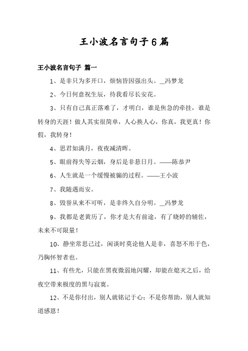 王小波名言句子6篇