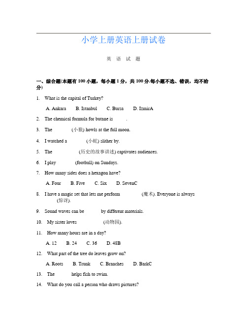 小学上册第12次英语上册试卷