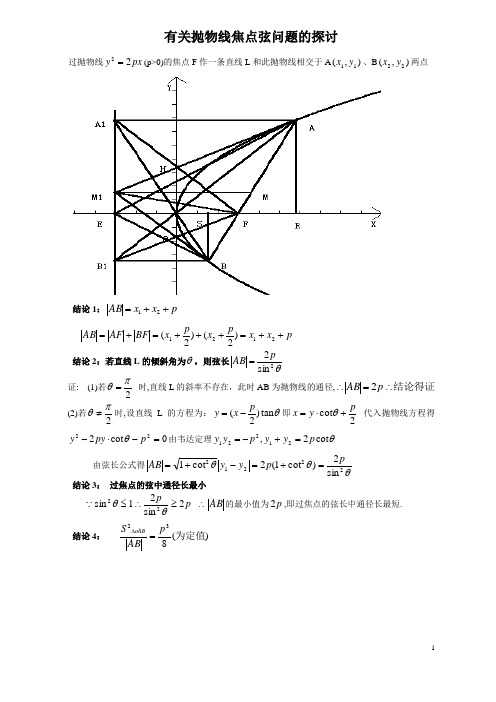 (完整版)抛物线的焦点弦_经典性质及其证明过程