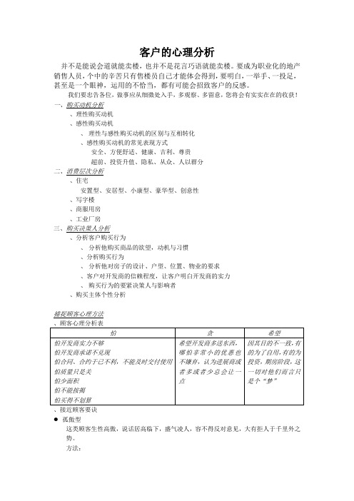 客户的心理分析