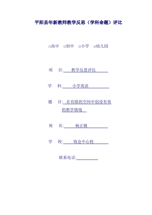 平阳县2007年新教师教学反思