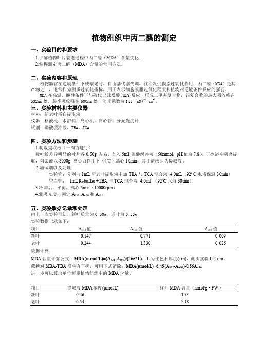 植物组织中丙二醛的测定